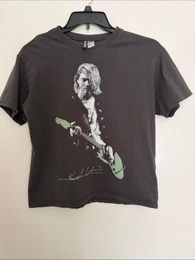 Divided Black Short-Sleeve Graphic Tee with Green Guitar Print